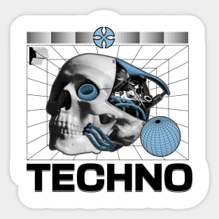 TECHNO  - Tech Head (Black) Sticker